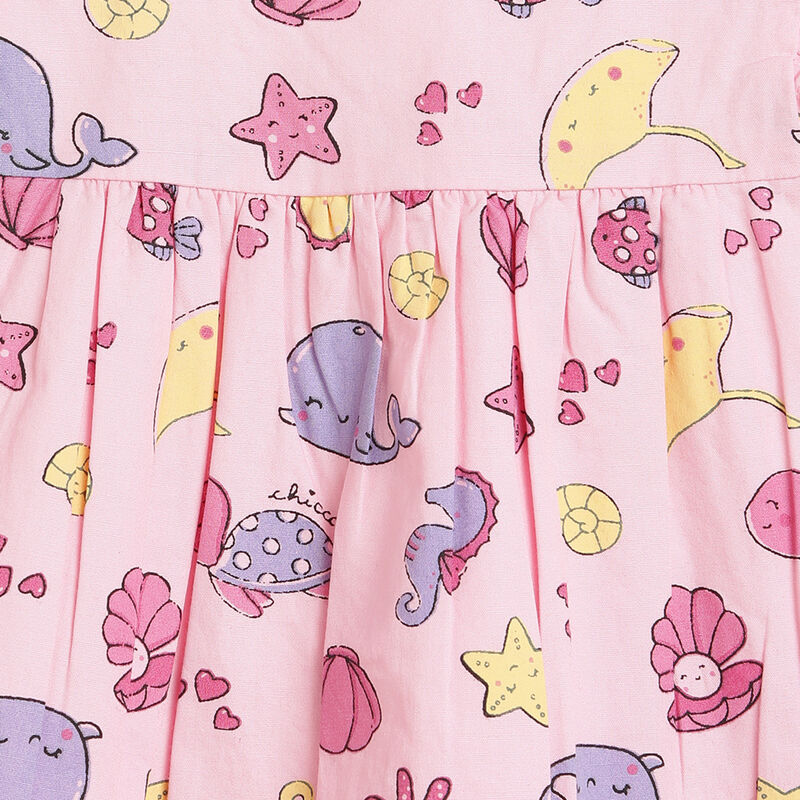 Girls Light Pink Printed Short Sleeve Dress image number null